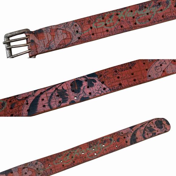 Ed Hardy Y2K 2000’s Leather Belt Skulls W Small main image 4